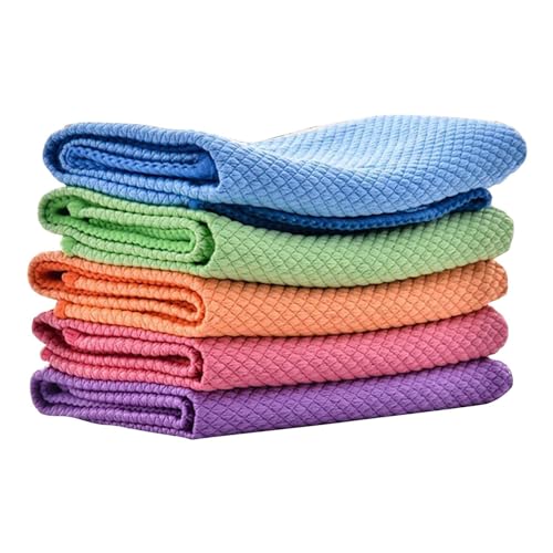 Genérico Bayeta de Microfibra Reutilizable Toallas de Limpieza Multiuso Paño de Limpieza Trapos Cocina Seca Vajillas o Cubertería Paños de sin Pelusa Secado Rapido para Cocina (5 Piezas)