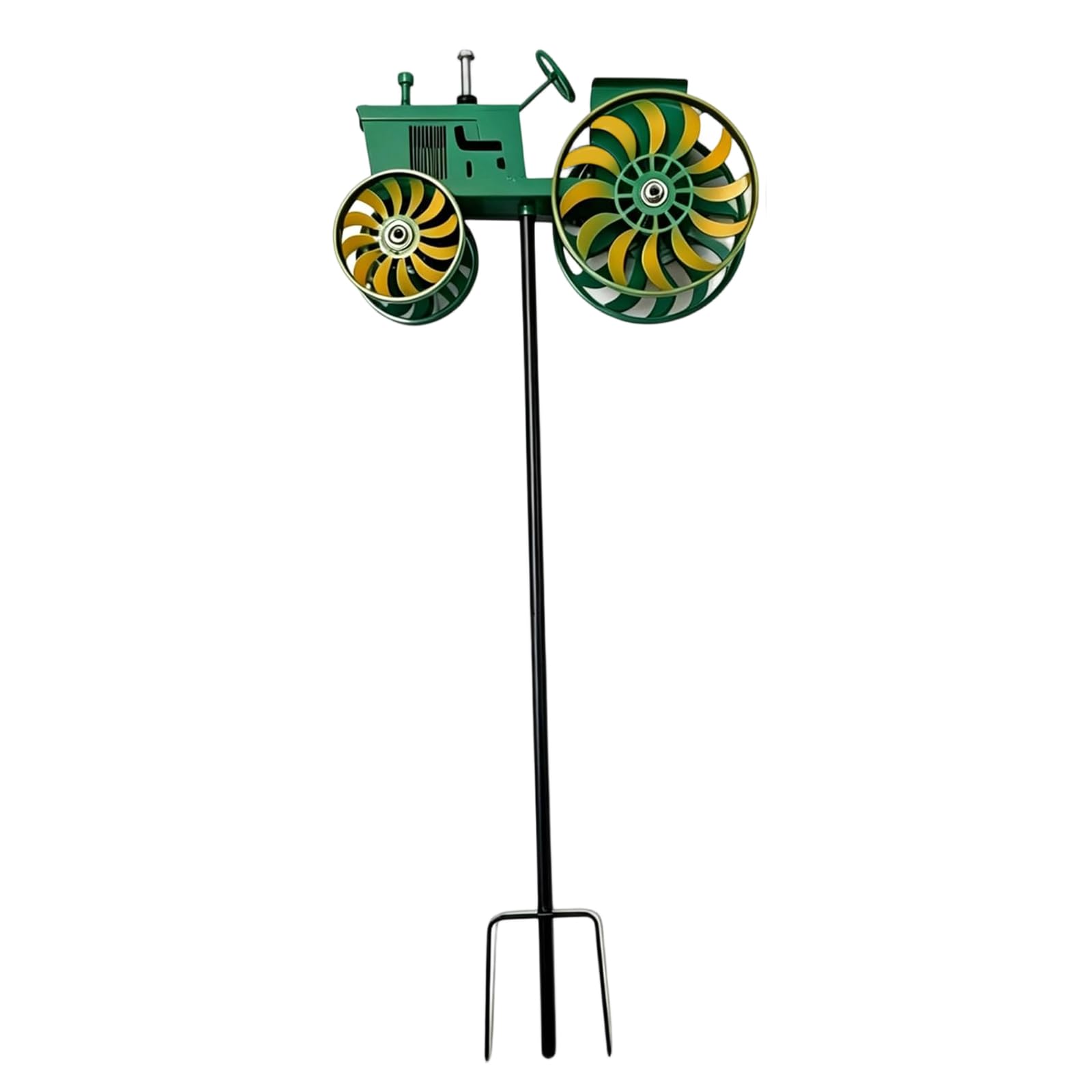 Tractor Unique Outdoor Sculptures Noiseless Ground Windmills Sun-resistant Windmill Decorative Stake for Patio Yard Garden for Friends Family (Green)