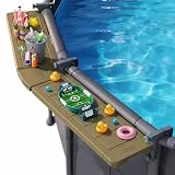 POOLHACKER Poolside Bar Extended for Above-Ground Round Pools, Original Swim-Up Bar Table, Foldable Patio Poolside Table, Weather-Resistant...