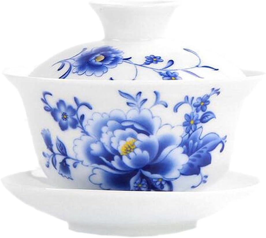 Chinese Traditional Tea Bowl,Porcelain Gaiwan Handpainted Tea Cup Tureen Chinese Covered Bowl Kung Fu Tea Set Decor