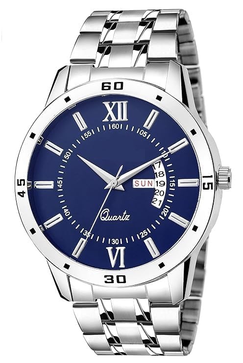 GANESH TIME Blue Dial Analog Day Date Functioning Stainless Steel Chain Watch For Men (B0CX5JDXP1) Amazon Price History, Amazon Price Tracker