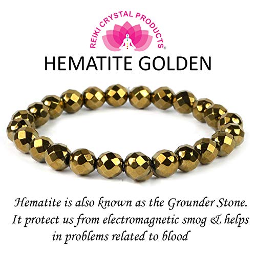 Image of Reiki Crystal Products Natural Crystal Stone 8 mm Faceted Diamond Cut Beads Bracelet for Men & Women | Reiki Charged Gemstone Bracelet | Multiple Stone Variants Available