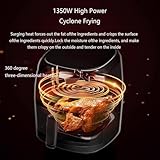 VoOqo Air Fryer 5L Visual Window, 1350W Rapid Digital Air Fry with Touch Screen, Max temp 230°C, Digital Display 8 Cooking Functions, Glass Window, Dishwasher Safe Basket（Green） green - Image 3