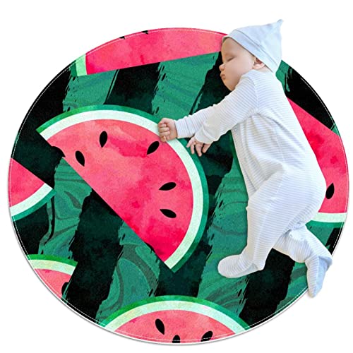 Tapis pastèque imprimé rond JDEZ 100cm déco fruitée - 2