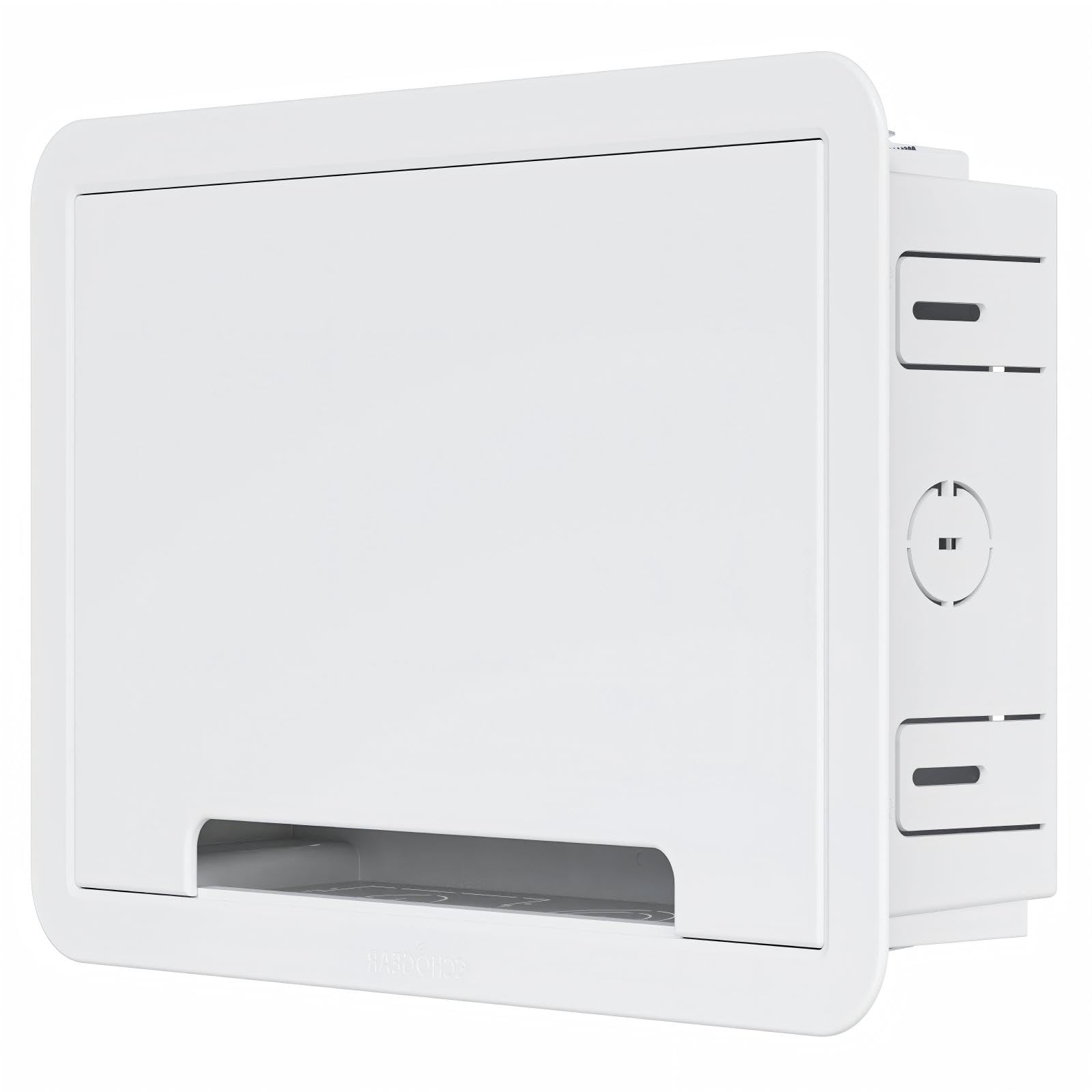 Photo 1 of 9'' in-Wall Media Box & Recessed Outlet Box with Cable Management - Structured Media Enclosure Compatible with Streaming Media Players - WiFi Friendly Design