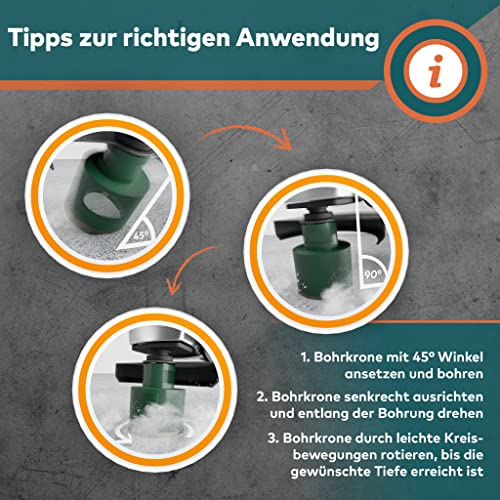 Das exklusive Diamantbohrer Set von Fairmo (5 Teile inkl. M14 Adapter) - Diamantbohrkronen Fliesenbohrer Set 68mm, 50mm… – Bild 6