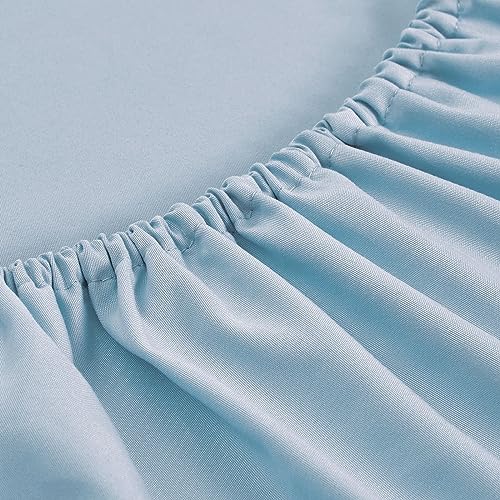 FreshCulture Full Fitted Sheets, Bulk Pack of 6, Deep Pocket, Soft Microfiber Bottom Sheets for Home, Salons, Hotels, Full Size Fitted Sheets Only (Light Blue)