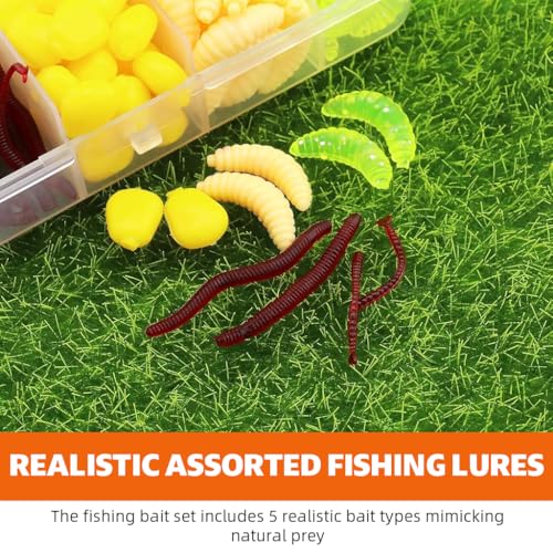 Image of Proberos 161Pcs Soft Fishing Lures Kit, Earthworm & Mealworm Baits for Freshwater or Saltwater Fishing, Realistic Wiggly Action Jigging Lures with Storage Box