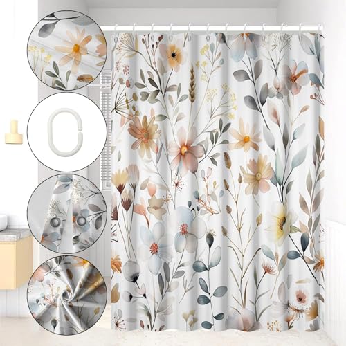 Rideau de douche en polyester de qualité supérieure à motif floral