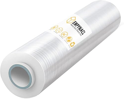 EMPYNACL Película elástica, 500% elástica, envoltura retráctil resistente con 2 asas, calibre 60 de 1000 pies, resistencia industrial, 15 pulgadas