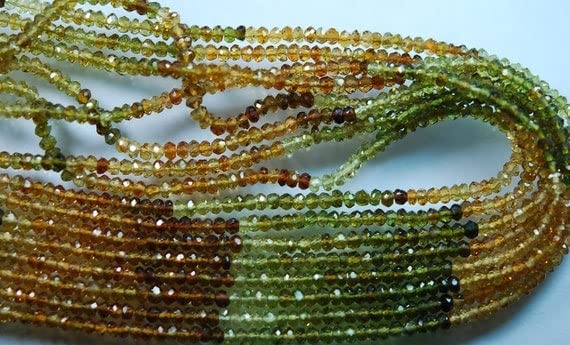 LKBEADS 3 x 35 cm - Super Finest - Petro Multi Turmalin fasetowane oponki 3-3,5 mm pełne pasmo 35,5 cm
