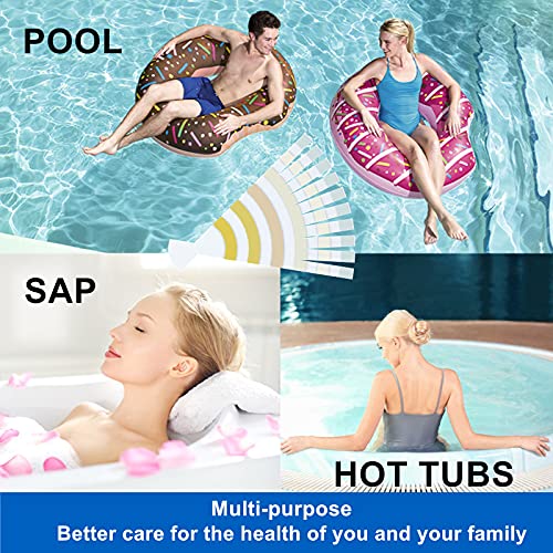 100 pasków testowych do basenu, 7 w 1 zestaw do testowania wody w basenie, spa i jacuzzi – mierzy pH, wolny chlor, twardość całkowitą, brom, chlor całkowity, kwas cyjanurowy, zasadowość całkowitą.