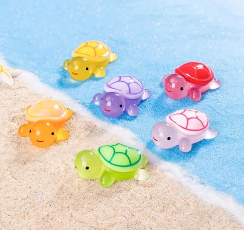 Image of VRB Dec 1 Set Miniature Showpiece Set for Home Decor,Car Dashboard,Valentine,Living Room,Gifts Figurines,Cake Decoration Items,Figurines for Home Decor. ((10 Pcs Glowing Turtle Miniature))