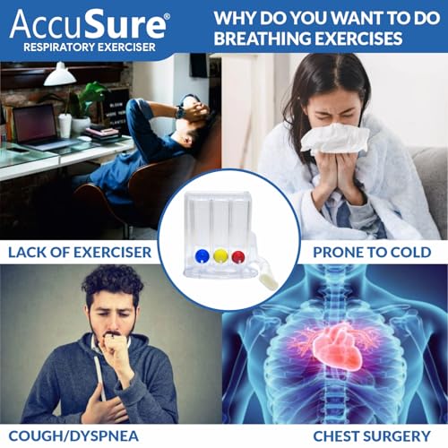 Image of AccuSure 3 Ball Spirometer | Lung Exerciser | Respiratory Exerciser | Breathing Exercise | Respirometer | Breath Measurement System | Deep Breathing Lung Exerciser | Washable, Hygienic & Detachable