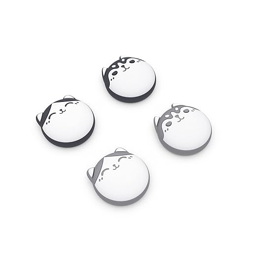 PlayVital Husky & Kitty Cute Thumb Grip Caps for PS5/4 Controller, Silicone Analog Stick Cover for Xbox Series X/S, Thumbstick Caps for Switch Pro Controller - Navy Blue & Light Gray