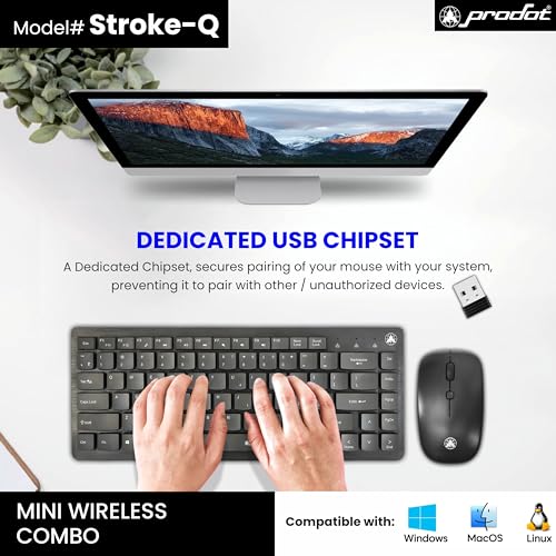 Image of ProDot Laptop Size Mini Wireless Keyboard and Mouse Combo | 2.4GHz USB Nano Receiver | Slim Keyboard with Silent Keys | Ergonomic Optical Mouse | Plug & Play for Laptop, PC, Windows, Mac
