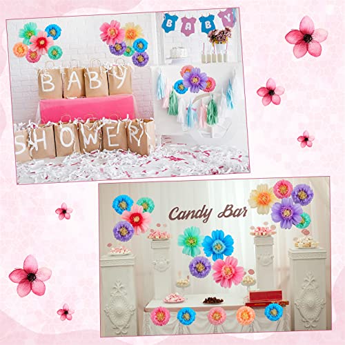Image of Crowye 24 Pcs Large Colorful Tissue Paper Flowers Decorations Giant Fiesta Craft Crepe Paper Flowers for Wall Decor Backdrop Mexican Wedding Birthday Carnival School Party (10'' 20'',Colorful)