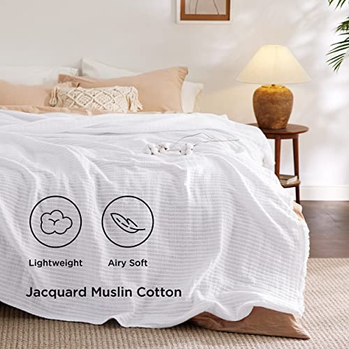 Bedsure Muslin Blankets For Adults - Breathable And Lightweight 100% Cotton Muslin Throw Blanket For All Seasons, White Soft Gauze Spring Blanket For Couch, Sofa, Bed (50X60 Inches) #TOP2