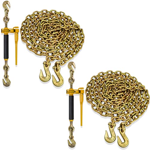 NCC · Heavy Duty · (2) G70 3/8" x 10' Transport Chain & (2) 5/16"-3/8" Peerless QuikBinder · for Tie Down, Hauling, Towing, Cargo Control