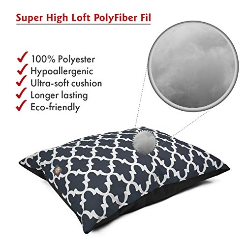 Image of Majestic Pet Rectangle Medium Dog Bed Washable - Non Slip Comfy Pet Bed - Dog Crate Bed Super Value Pillow Dog Bed - Dog Kennel Bed for Sleeping - Dog Bed Medium Breed 35 x 28 Inch - Trellis Navy