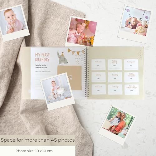 Miniatura 7 de Huborns Libro De Recuerdos Del Bebé Desde El Nacimiento Hasta Los 5 Años, Álbum De Fotos Y Diario Para Anotar Momentos Especiales, Regalo Ideal Para Padres Primerizos Y Baby Shower