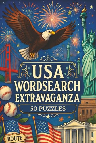 USA Wordsearch Puzzle Book: America, United states of America, US, Gift, Travel, Stocking stuffer, Birthday, Vacation, Road trip, Patriotic, ... Seniors, Paperback, 50 Puzzles, Large Print