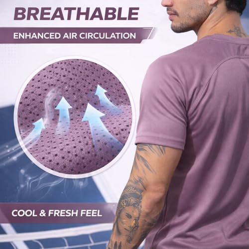 Image of Kvetoo Mens Dry Fit Gym T Shirt Quick Dry Sweat Proof Breathable Workout Tee Muscle Fit Athletic Sports T Shirt for Gym Running Training