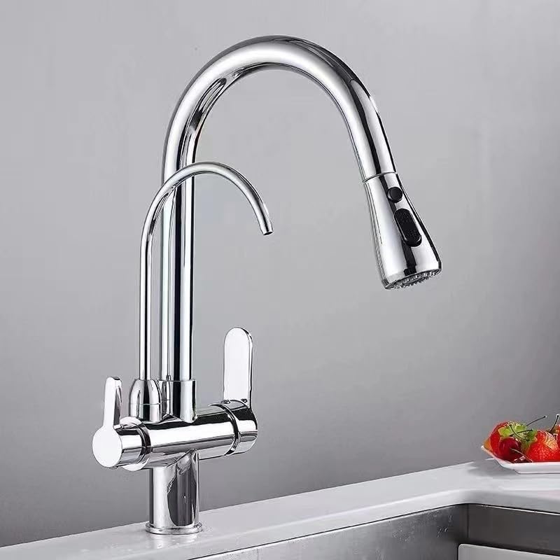 Cuisine à 3 voies mitigeur extractible double mode chrome ZH1YFD - 2