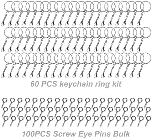 SKENGWEL 160 Pcs Keyring Making Kit, Metal Split Key Chain Rings, with Lobster Clasp Key Chain Ring Set DIY Key Chain for DIY, Crafts, Purse