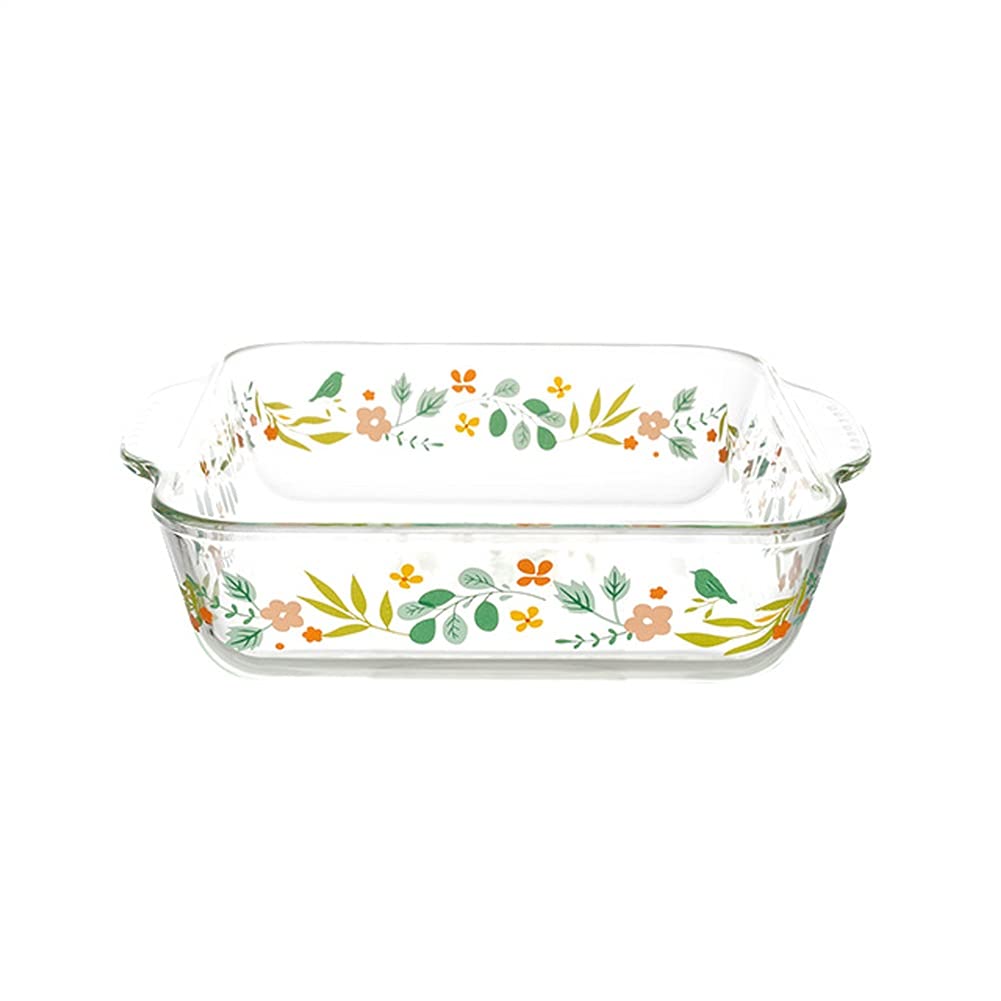 Tapete para hornear Platos para hornear de vidrio, cacerola rectangular para hornear pequeñas con asas dobles, horno para hornear a la mesa, cacerola de lasaña para la cena y banquete Bandeja para hor