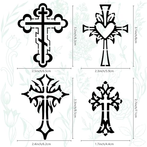GORGECRAFT 16x16cm 7 Styles Cross Metal Stencil Christian Metal Template Stainless Steel Journal Planner Stencils for Wood Burning Drawing Carving Pyrography Painting on Wood Crafting - Image 3