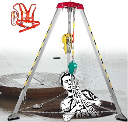 WQPMRMG Heavy-Duty Rescue Tripod Fire Safety Tripod for Confined Spaces Lifting and Rescue Equipment for Sewer Cable Trench