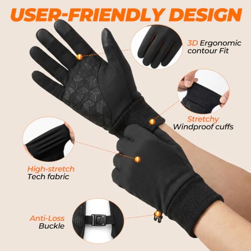 Image of SIMARI Winter Gloves for Women Men - Cold Weather Thermal Touch Screen Ski Snow Glove Liners, Non-Slip Palm & Warm Fleece Lined, for Running Cycling Driving Hiking Walking Sports Outdoor Texting Work