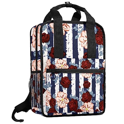 Sac à dos pour garçons et filles floral à rayures 35cm
