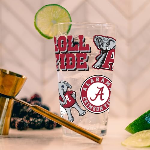 Image of Logo Brands NCAA 16 oz Pint Glass - Durable Glass With Bold Team Color- Chip-Resistant Rim Drinkware For Fans, Tailgates, Home Bars & Everyday Use