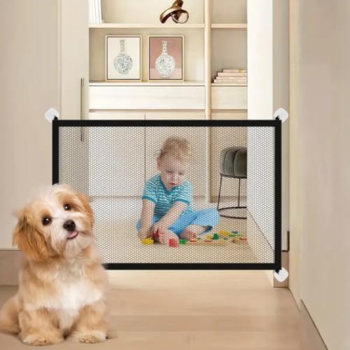 Barriere De Securite Enfant, Sans Perçage, Extra Haute, 92 Cm De Hauteur 75 A 124 Cm De Large Avec 3 Rallonges Pour Enfants Chiens Et Chats Fermeture Automatique Et Arret A 90 Blanc