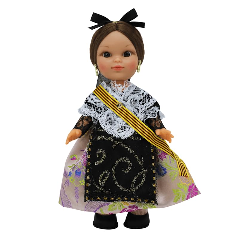 FOLK Muñeca Regional Catalana Artesanía Original colección 25 cm. Vestido típico Barcelona (Cataluña), Fabricada en España (Plata)