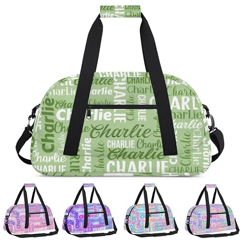 Personalized Dance Bag Duffel Bag for Girl, Custom Gym Bag Sport Duffel Bag, Ballet Bag Gymnastics Bag Cheerleader Weekender Bags Travel Bag for Kids Green Text Name