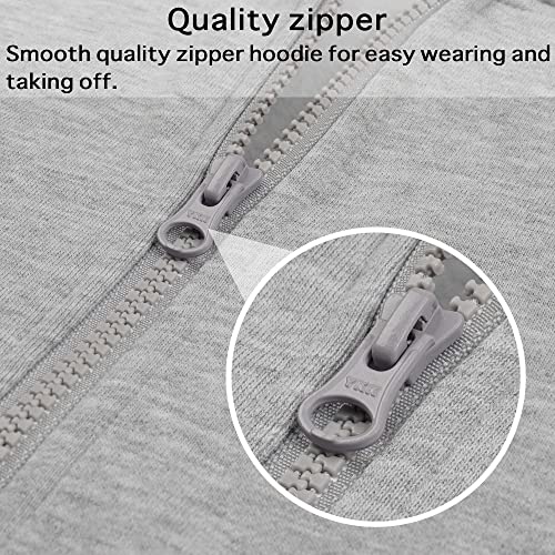 Alwaysone Kids Soft Fleece Casual Sweatshirt Zip Up Hooded Sports Jacket With Pocket Boys Girls Athletic Hoodie 3-12 Years (Light Grey-M) #TOP3