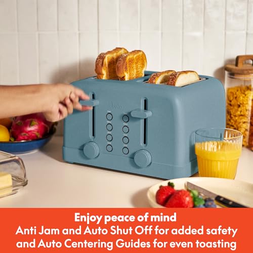 Image of bella 4 Slice Toaster, 6 Setting Shade Control with Reheat & Cancel Buttons, Removable Crumb Tray, Anti Jam & Auto Shutoff, 900 Watt, Surf