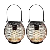 pearlstar Solar Lanterns Outdoor Hanging 2Pack Black Solar Table Lamp with Edison Bulbs for Camping