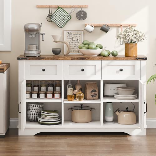 47-Farmhouse-Buffet-Cabinet-with-Storage-Barn-Doors-Sideboard-Buffet-Storage-Cabinet-with-Shelves-and-3-Drawers-Wooden-Coffee-Bar-Cabinet-for-Kitchen-Living-Room 47 Farmhouse Buffet Cabinet with Storage Barn Doors Sideboard Buffet Storage Cabinet with Shelves and 3 Drawers Wooden Coffee Bar Cabinet for Kitchen Living Room