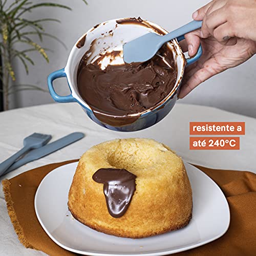 Espátula de Silicone Reta Azul Pequena - Oikos