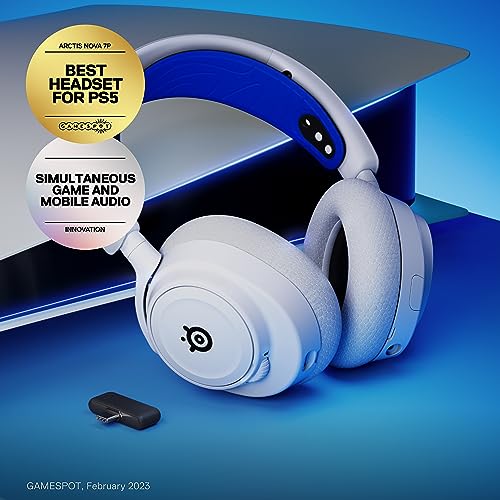 Image of SteelSeries Arctis Nova 7P Wireless - Multi-Platform Gaming and Mobile Headset Mic - 2.4GHz & Simultaneous Bluetooth - 38 Hr Battery Life - USB-C - Removable Microphone - PlayStation, PC, VR, Switch