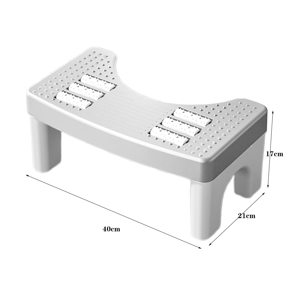 Sgabello per WC ergonomico, per adulti, antiscivolo, altezza scientifica calmante intestinale, previene emorroidi, stitichezza, flatulenza, ecc. (bianco)
