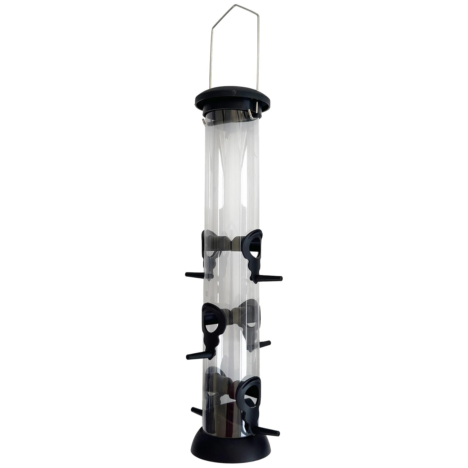 2 mangiatoie per uccelli a tubo per esterni, 50 x 13,5 x 8,9 cm, mangiatoia per uccelli selvatici da appendere, con 3 porte di alimentazione, set di dispenser automatico per semi per giardino e