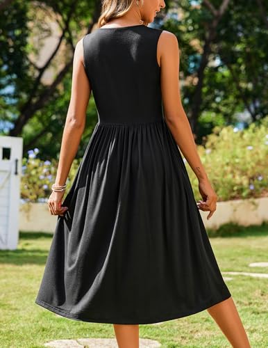 Image of Zeagoo Women's Summer Tank Midi Dress with Pockets Floral Sleeveless A-Line Casual Loose T-Shirt Dresses Beach Sundress 2026