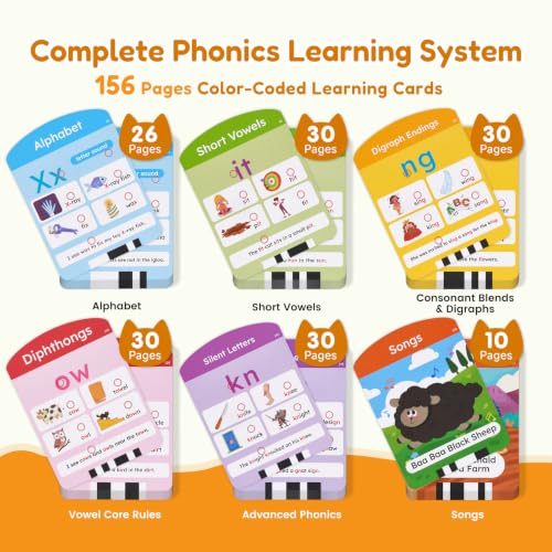 Image of JoyCat Kids Learning Tablet, Phonics Learning Pad with 156 Pages Talking Flash Cards, 5 Level Progress Phonics Educational Toy, Learn to Read, Birthday Gift for Boys Girls Ages 3-8