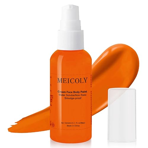 MEICOLY Pintura corporal naranja crema, pintura facial de calabaza a prueba de manchas, a prueba de manchas, pintura de cuerpo completo lavable a