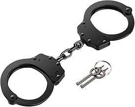 GLORYFIRE Metal Handcuffs Professional Grade Double Lock Carbon Steel in Black Perfect for Training and Daily Use